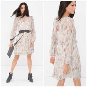 NWT White House Black Market Long Sleeve Abstract Print Blouson Dress